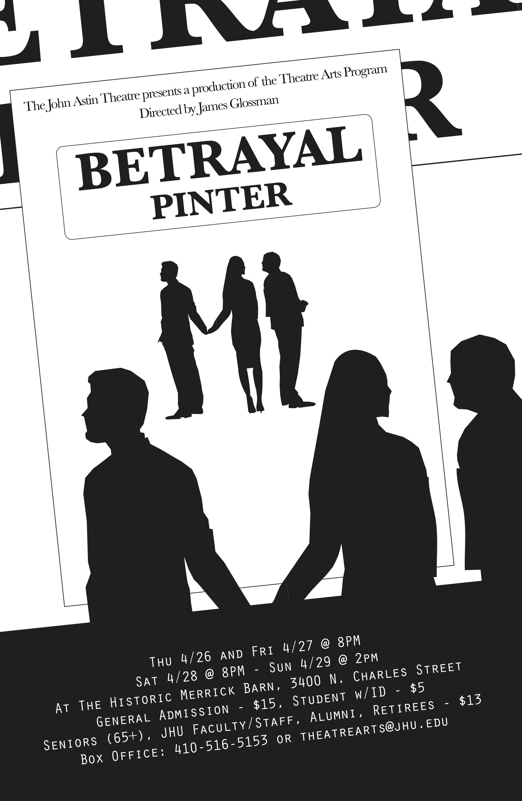 A silhouette of couple holding hands while a third person catches the eye of the lady.