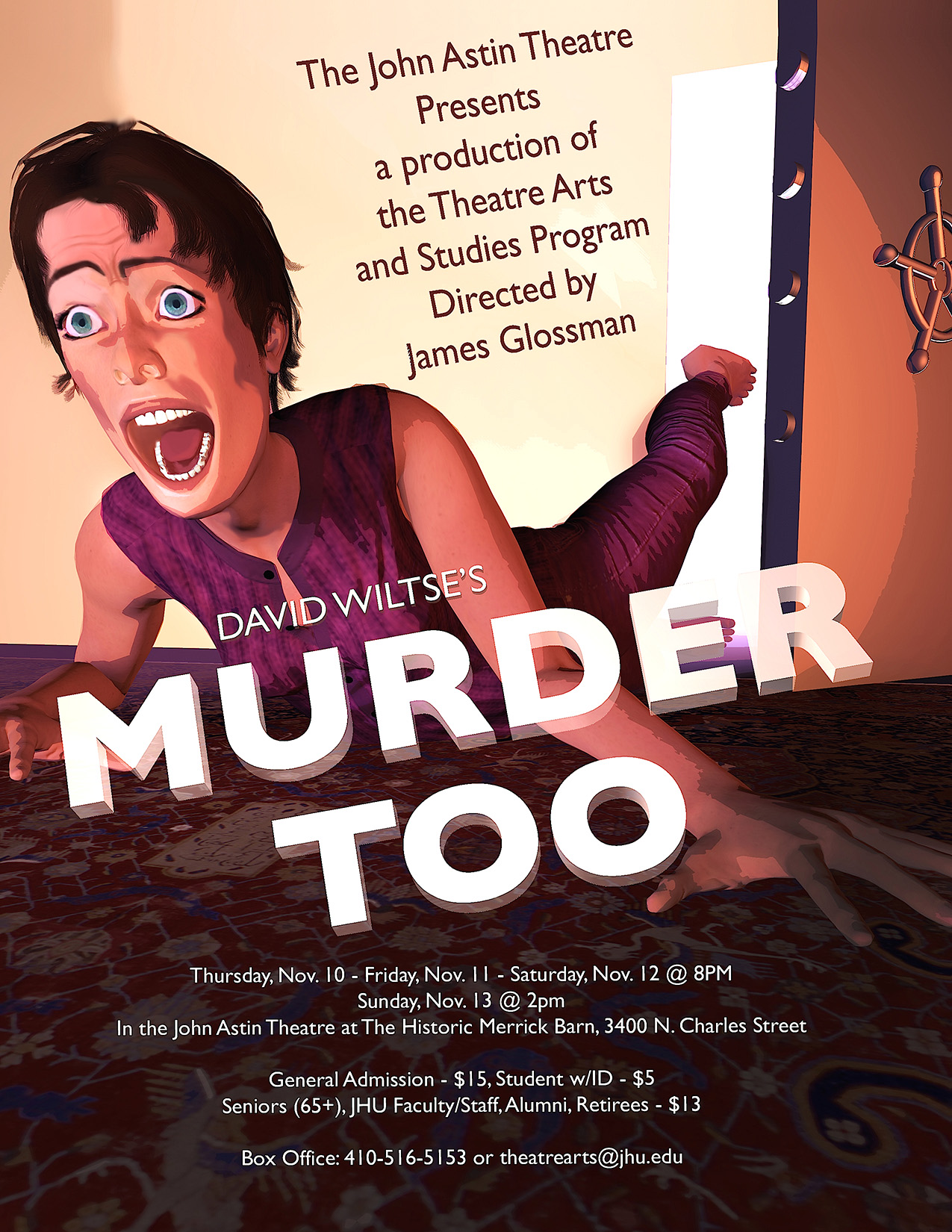 A woman screams as she is dragged over the floor into a safe.