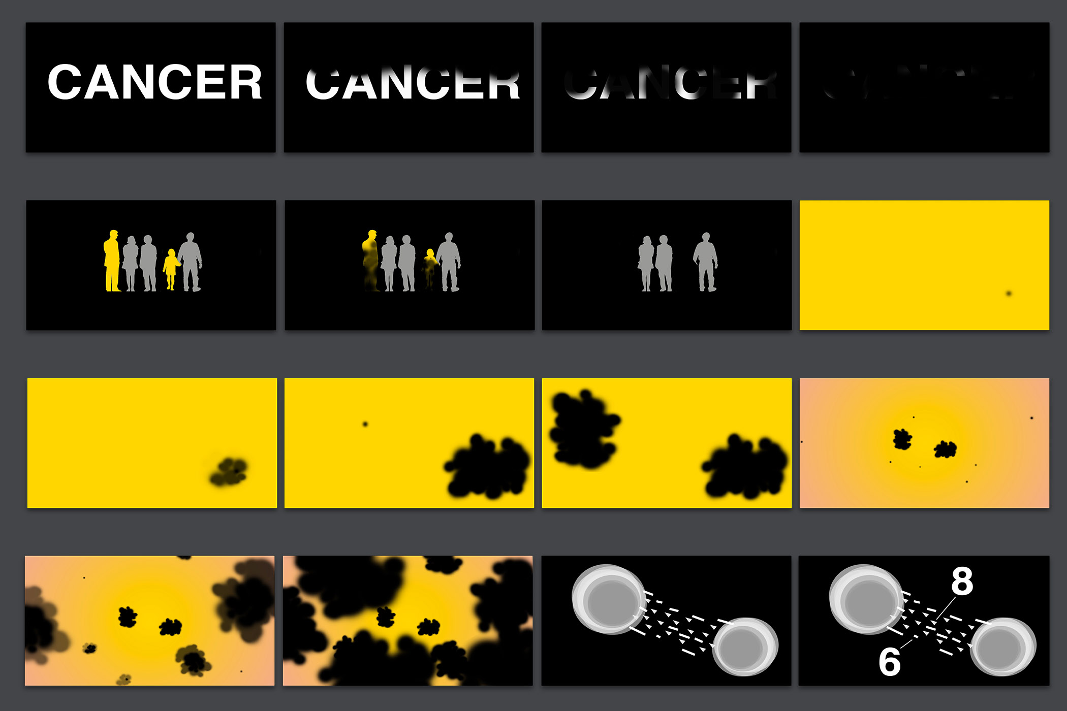 an overview of the first sixteen frames of the ted-x talk of hasini jayatilaka designed and animated by martin rietveld