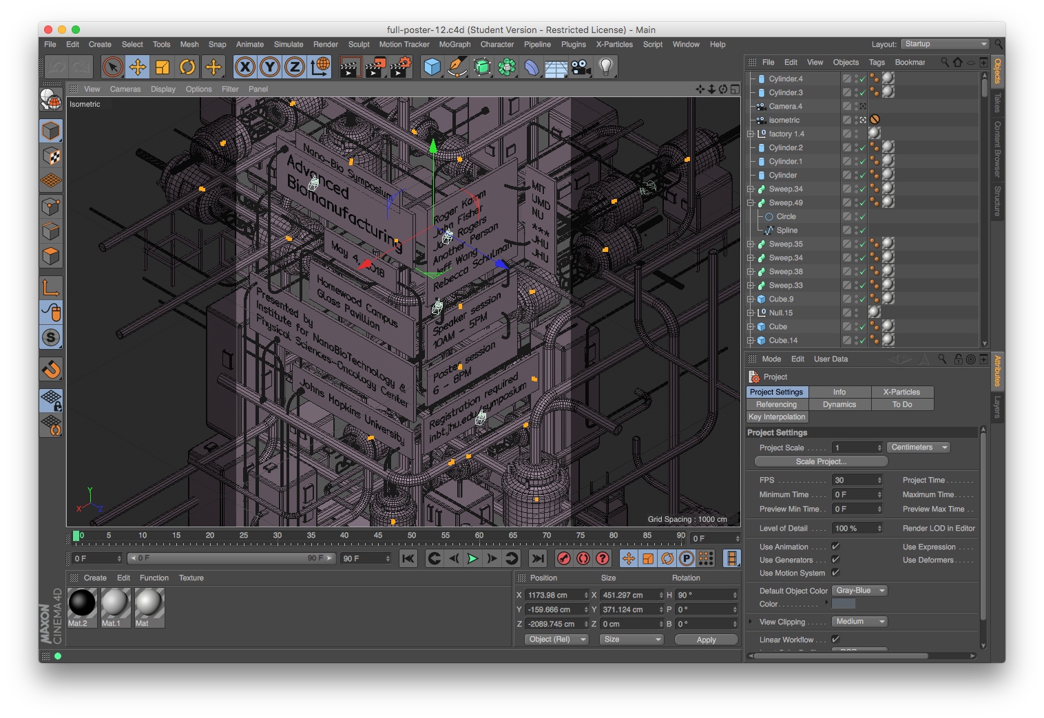 cinema 4d being used for poster layout and composition